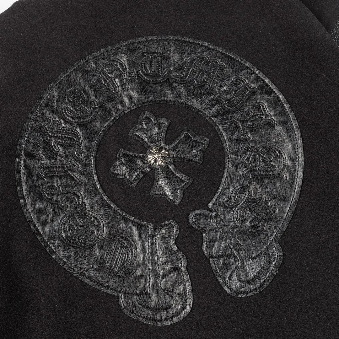 P390 Chrome hearts Classic horseshoe style embroidered leather baseball jersey - One-to-one restoration of heavy industry hardware accessories - Laser burning process - Dragon and Phoenix nylon with pebbled hand sleeves M L XL XXL